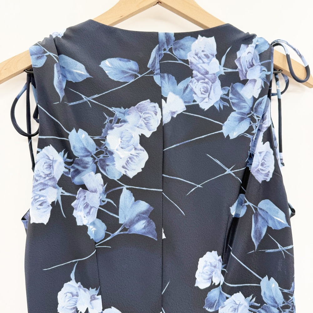 Vintage 90's Floral Sleeveless Midi Dress in Blue Size Large - Picture 4 of 7